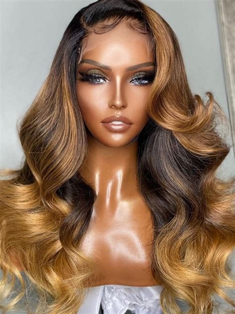 Brown Caramel Ombre wig. . Lace front wigs for black women